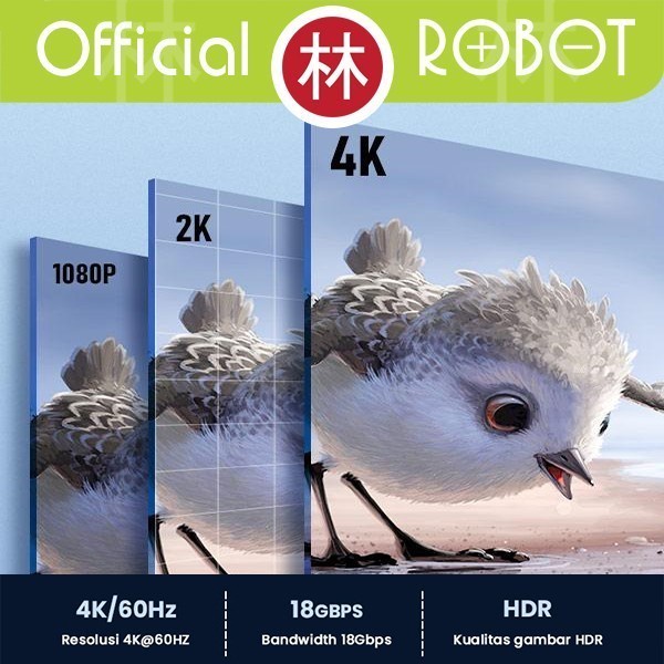 ROBOT RFH01 Kabel HDMI 2.0 Cable High Definition 3D 4K*2K HD 1M Ori