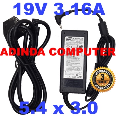 Adaptor Charger Samsung 19V 3.16A Pin Central - Black