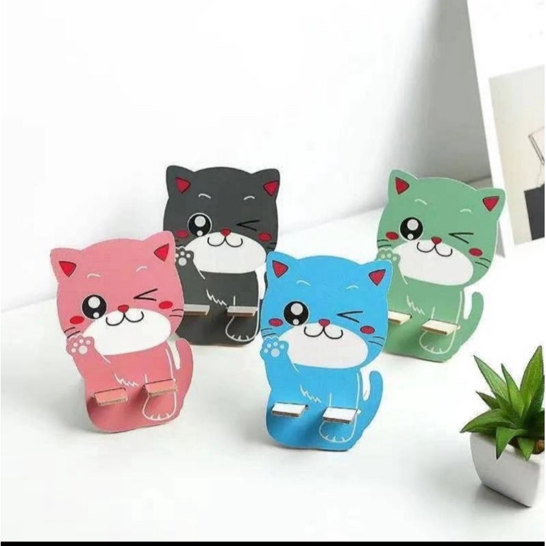 Holder HP KARAKTER phone holder lucu Dudukan HP bahan kayu holder handphone