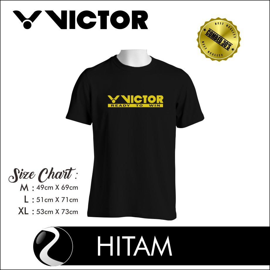 Kaos Tshirt Baju Obral Murah Combed 30 Distro ViCTOR READY TO WiN BADMiNTON bulu tangkis polos custo
