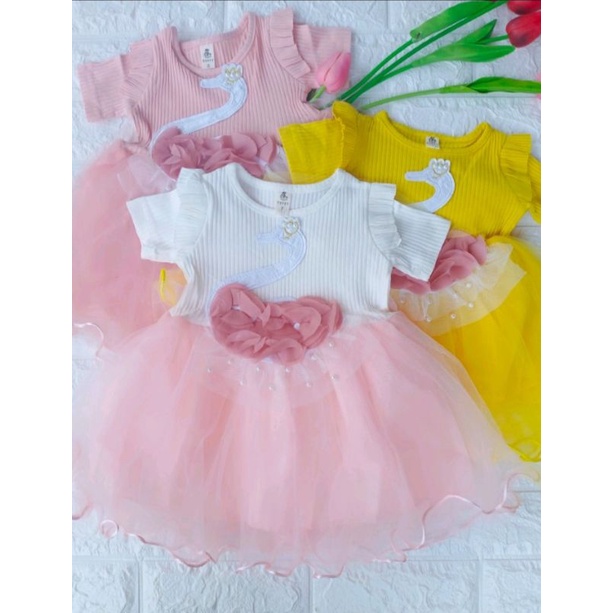 [0-5th] DRESS TUTU ANAK GAUN PESTA DRESS TILE ANAK IMUT MOTIF ANGSA DRESS TUTU ANAK IMPORT PREMIUM