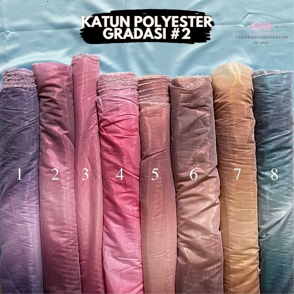 Kain Katun Polyester (Poly) Gradasi 2 Warna Premium Impor | MURAH (Untuk Pakaian & Dekorasi)