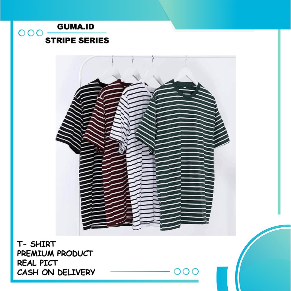 Baju Kaos Keren Distro Salur Pria Wanita Belang Stripe Guma.id
