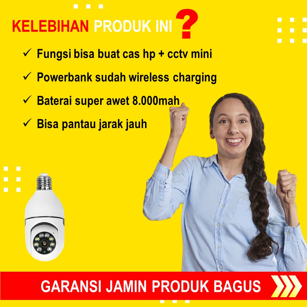 KAMERA MINI TERSEMBUNYI CCTV LAMPU BOHLAM WIFI 360 CAMERA MINI WIFI PENGINTAI KECIL HD LAMP SPY CAM IP WIRELESS TERHUBUNG HP JS155