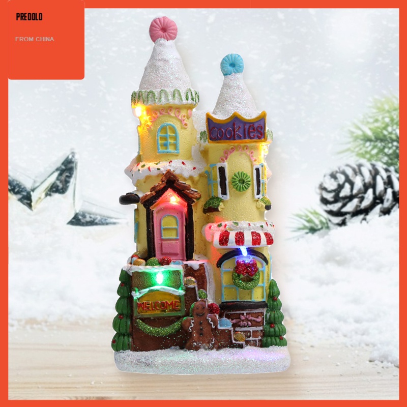 [In Stock] Resin Christmas Snow House Artificial Tree Xmas Village for Home Decoration A