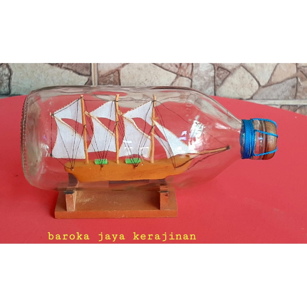 MINIATUR PERAHU BOTOL BESAR  8X10X19