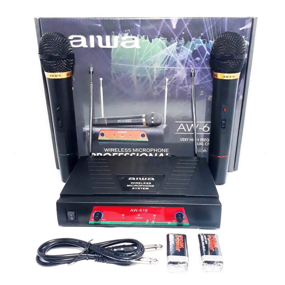 Microphone Wireless Aiwa AW-616 Mic Karaoke Tanpa Kabel