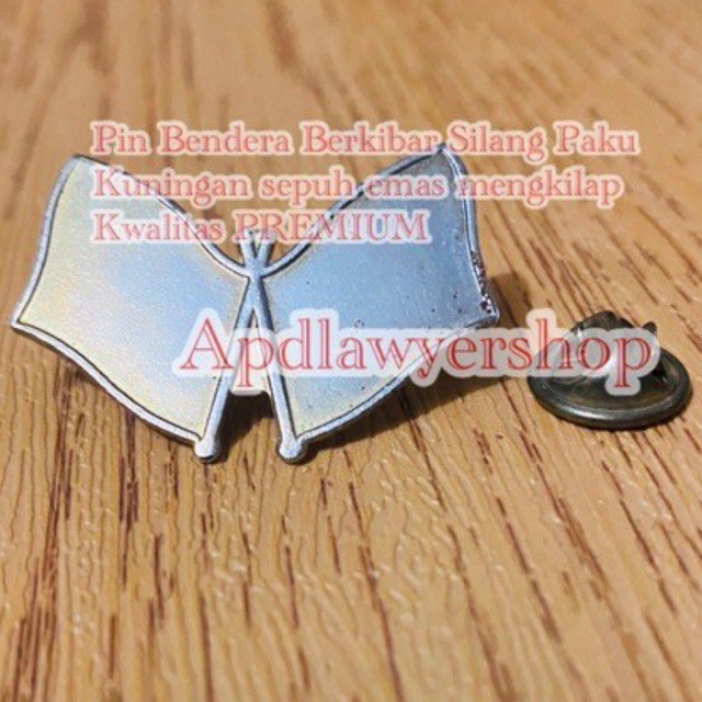 Pin Bendera Berkibar Silang Paku Polos Tanpa Logo Bahan Pin Polos Kuningan PREMIUM