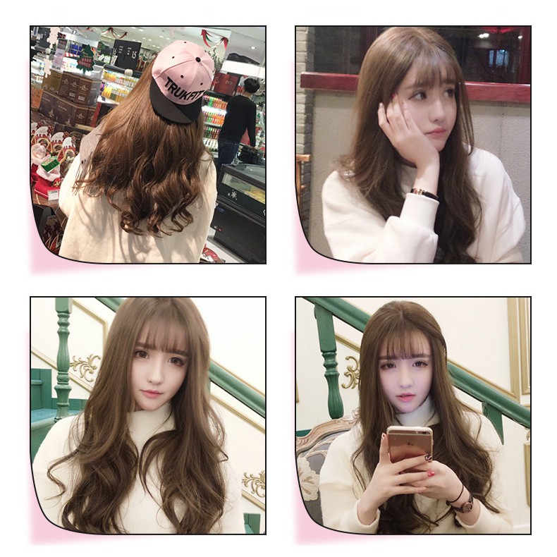 WDA-12 standar wig daily lolita rambut palsu panjang wavy curly gelombang poni