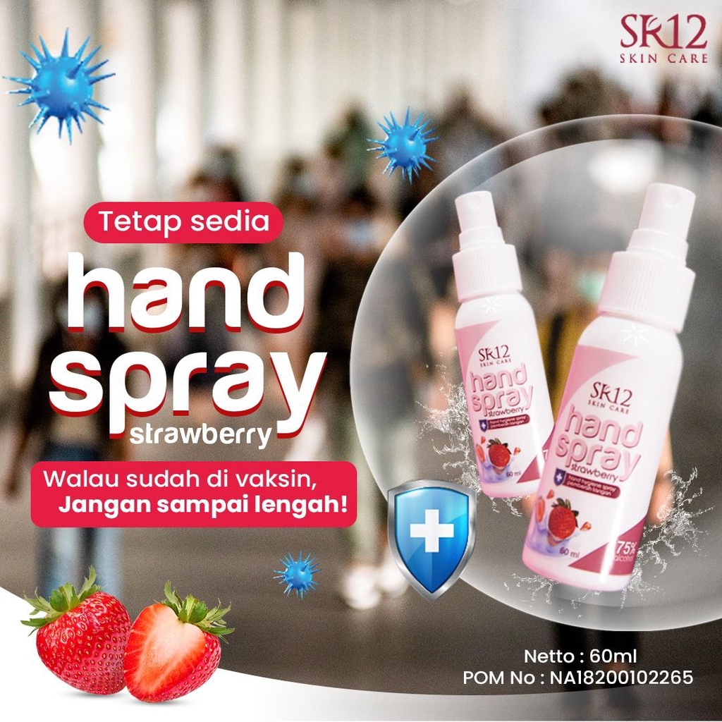 HAND SPRAY STRAWBERRY SR12 / HAND SANITIZER SPRAY / ALKOHOL 75%