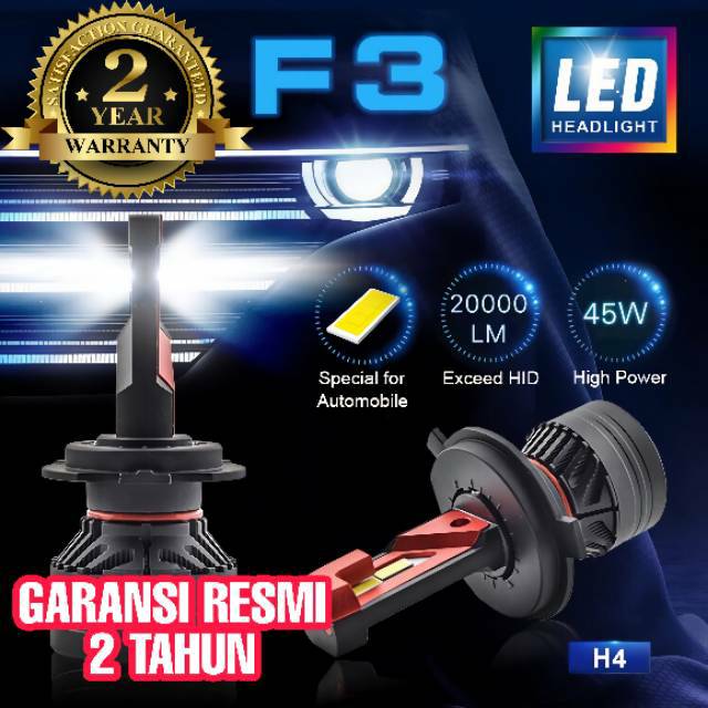 Lampu Mobil LED F3 Original Cree USA 20000lm H4
