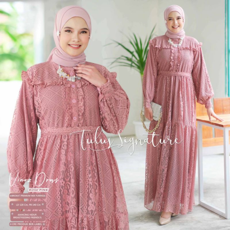 VINOZ DRESS BY TULUS SIGNATURE / GAMIS KONDANGAN MUSLIMAH / Dress brukat wanita premium