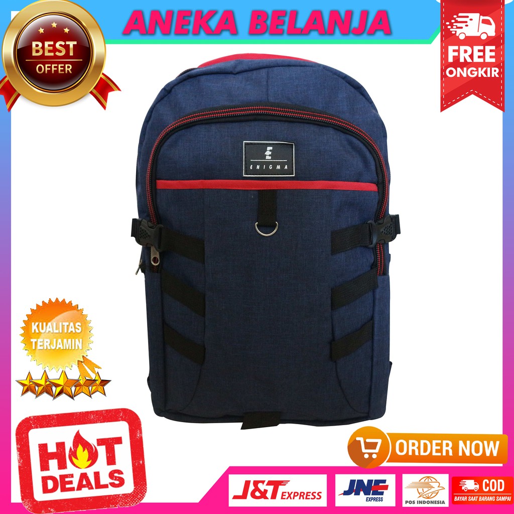 Backpack Casual Fashionable Khusus Pria Model Enigma Bisban Navy Keren Multifungsi Berkualitas Murah