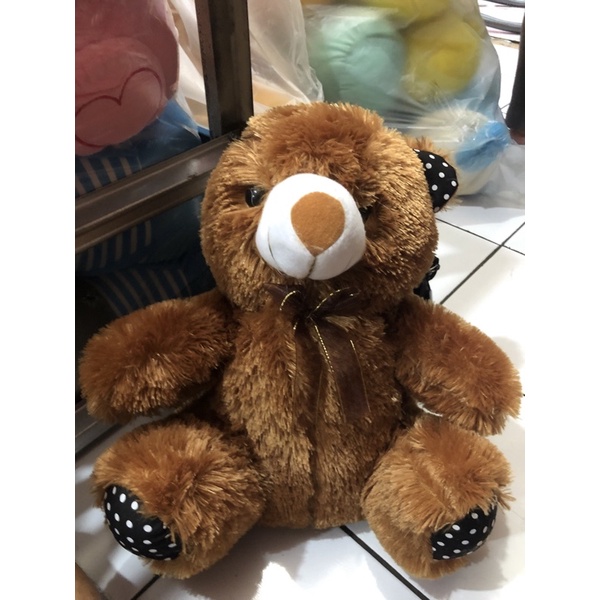 Boneka Beruang Teddy Bear Love Topi Size 50 Cm Label SNI