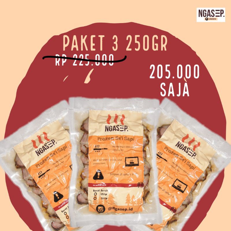 

Sei Sapi Paket 3 250gr Dengan Sambal Matah/Luat
