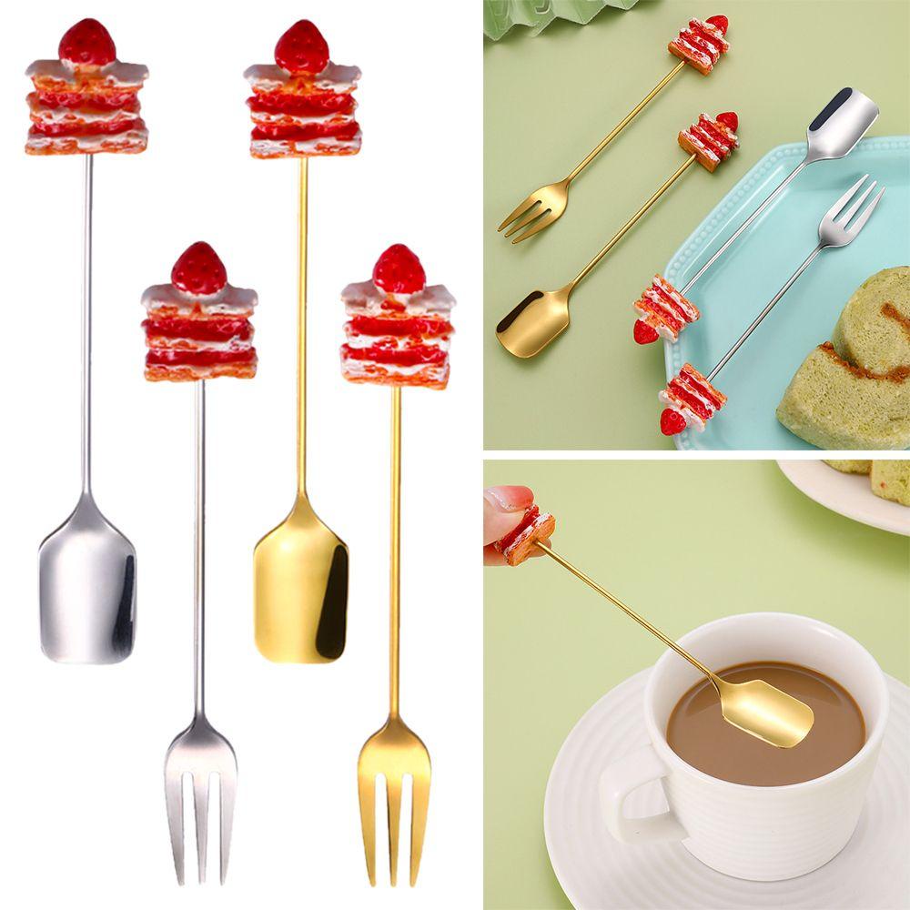 Preva Cutlery Set Alat Makan Anak Lucu Kartun Kue Kopi Dessert Teh Ice Cream Stainless Steel