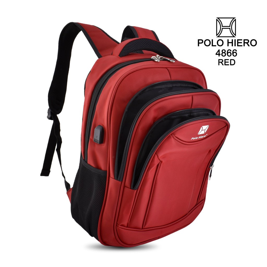 NEW Tas Backpack Ransel Polo Hiero 4866 [Free Kabel USB,Free Rain Cover,Free Gembok Kunci]