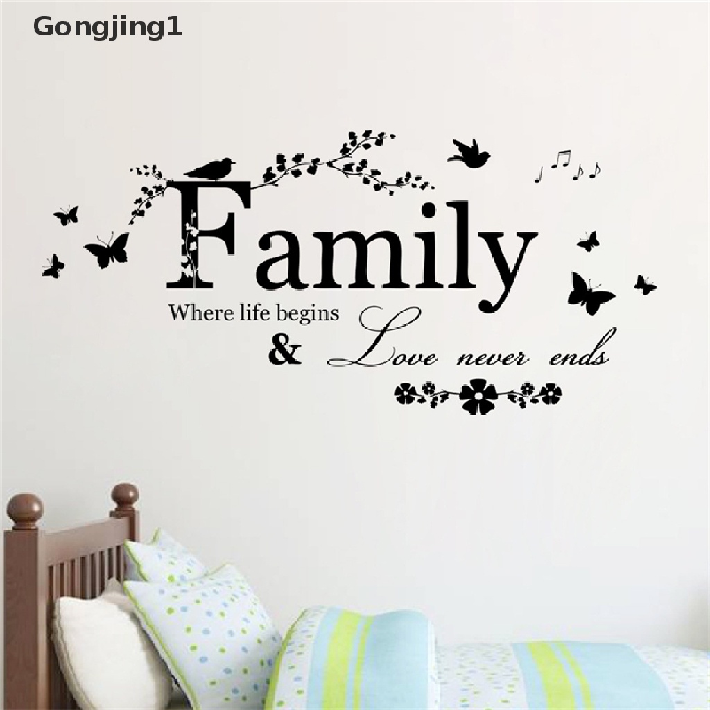 Gongjing1 Family Stiker Dinding Motif Tulisan Quotes Bahan Vinyl Untuk Dekorasi Rumah