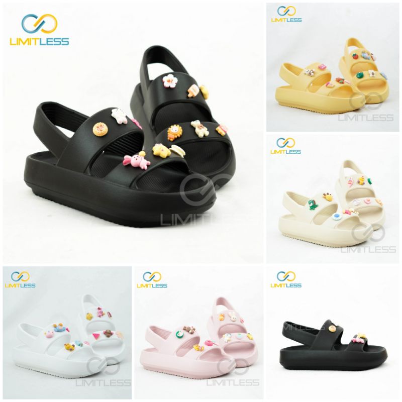 Sandal Tali Gunung Wanita Korean Style Sendal Wanita Tali Strap Belakang Karakter Lucu Kekinian Empuk Sendal Wanita Wedges Anti Slip Terbaru