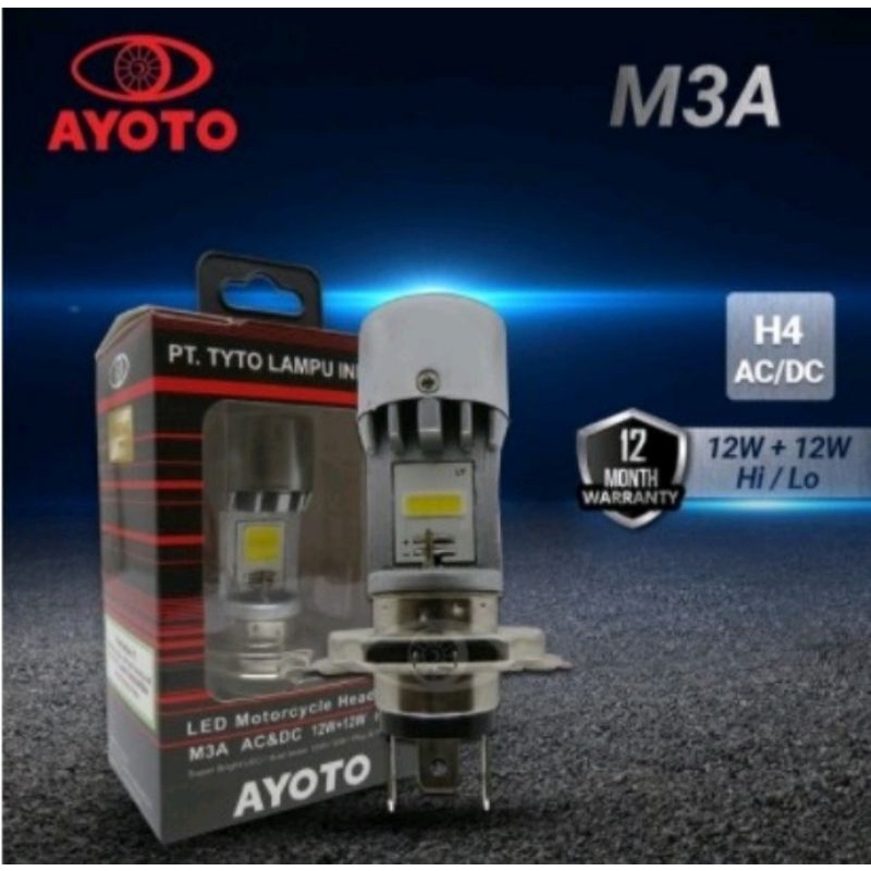 Lampu motor depan headlamp LED H4 AYOTO AC DC M3A ORIGINAL AYOTO