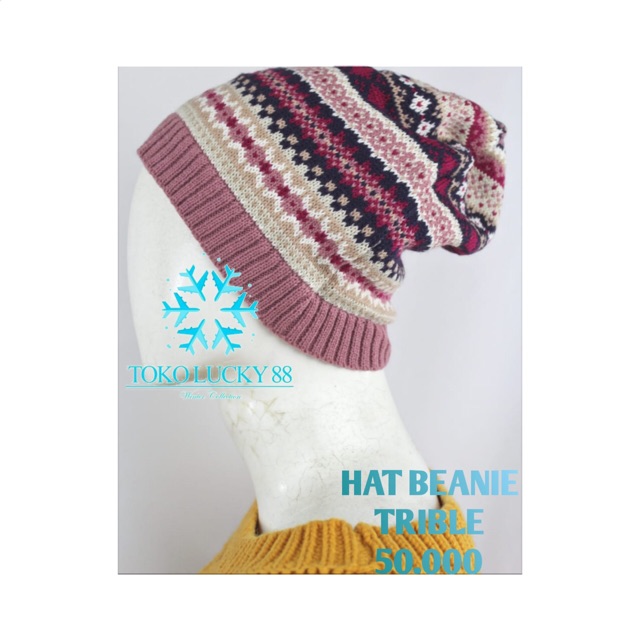 Topi Kupluk Motif Tribal Hat Beanie