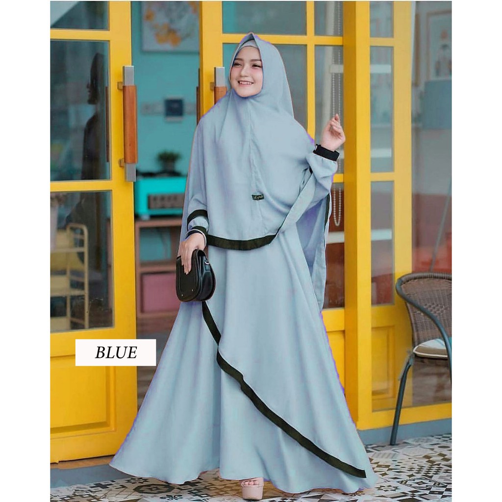 Satu set Gamis + Hijab Marinka Syari / gamis wanita plus khimar [ Promo Flash Sale ]