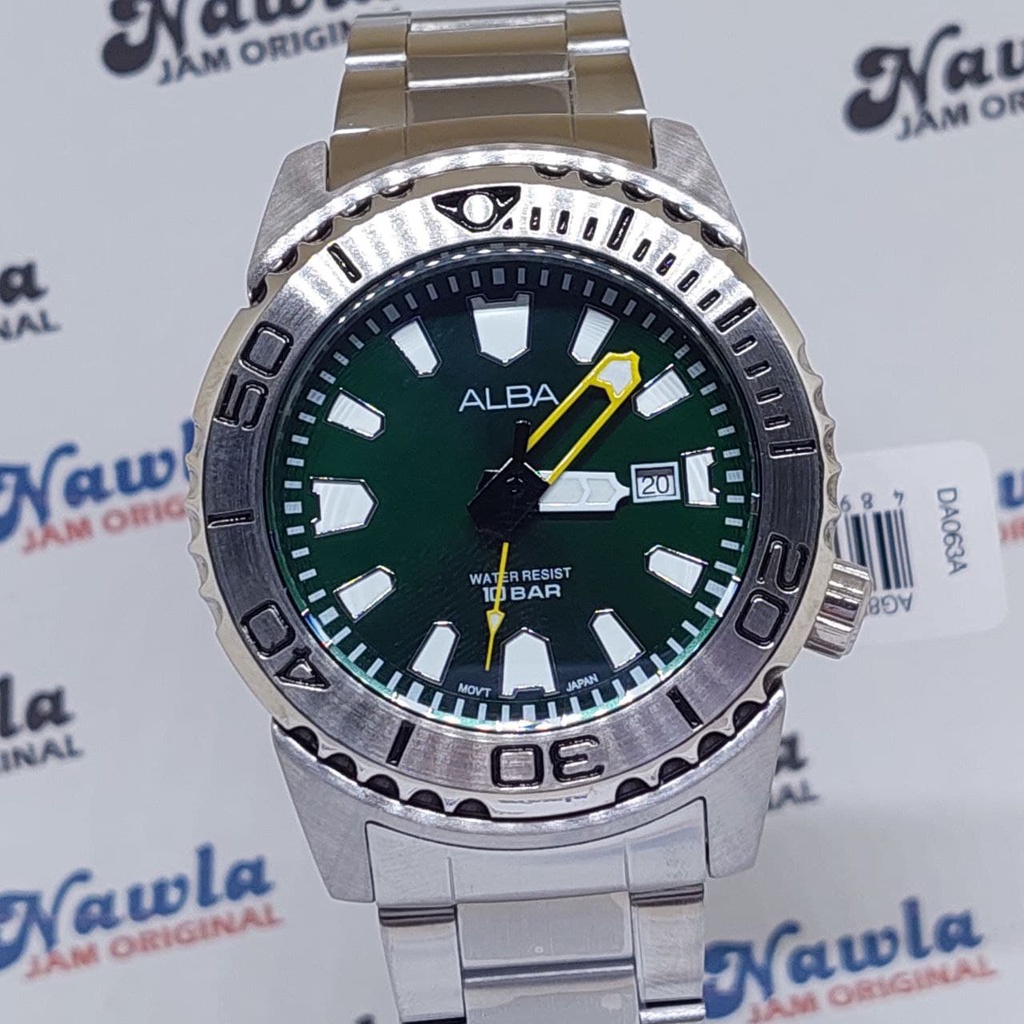 Alba Quartz AG8M05X1 Green Dial - Jam Tangan Pria AG8M05