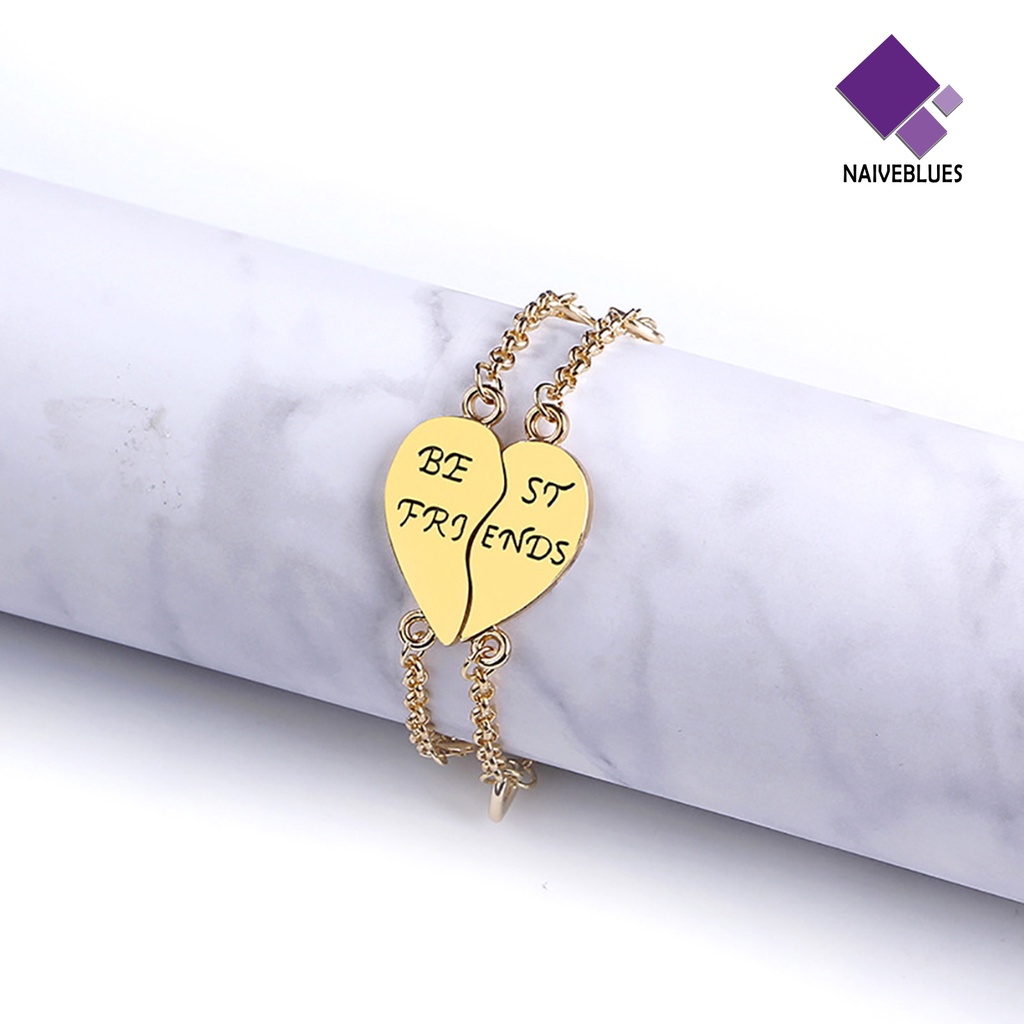 2pcs Gelang Persahabatan Bentuk Hati Untuk Hadiah