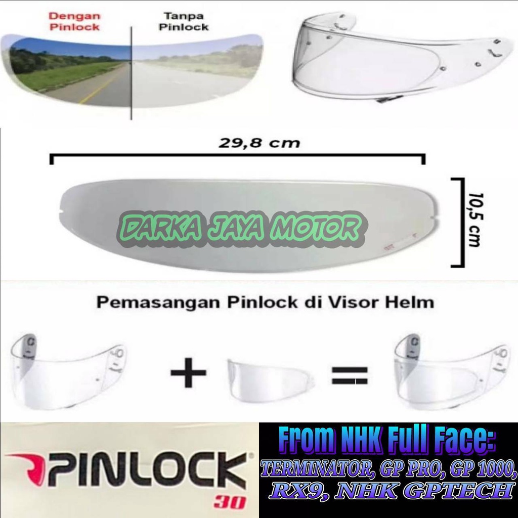 PINLOCK 30  NHK FULL FACE/ ANTIFOG NHK FULL FACE UNIVERSAL ORIGINAL NHK