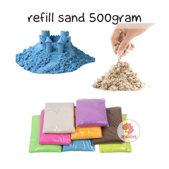 Zoetoys Refill Sand 500Gram 1 kg | Mainan Edukasi Pasir Kinetik Ajaib Anak Magic Sand 500 gram 1kg