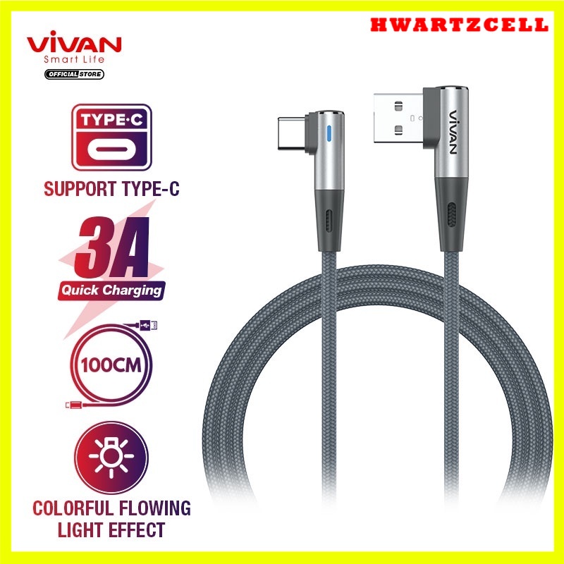 kabel data gaming type c vivan bwc100s  fast charging 2 4a 100cm 90   android   original garansi res