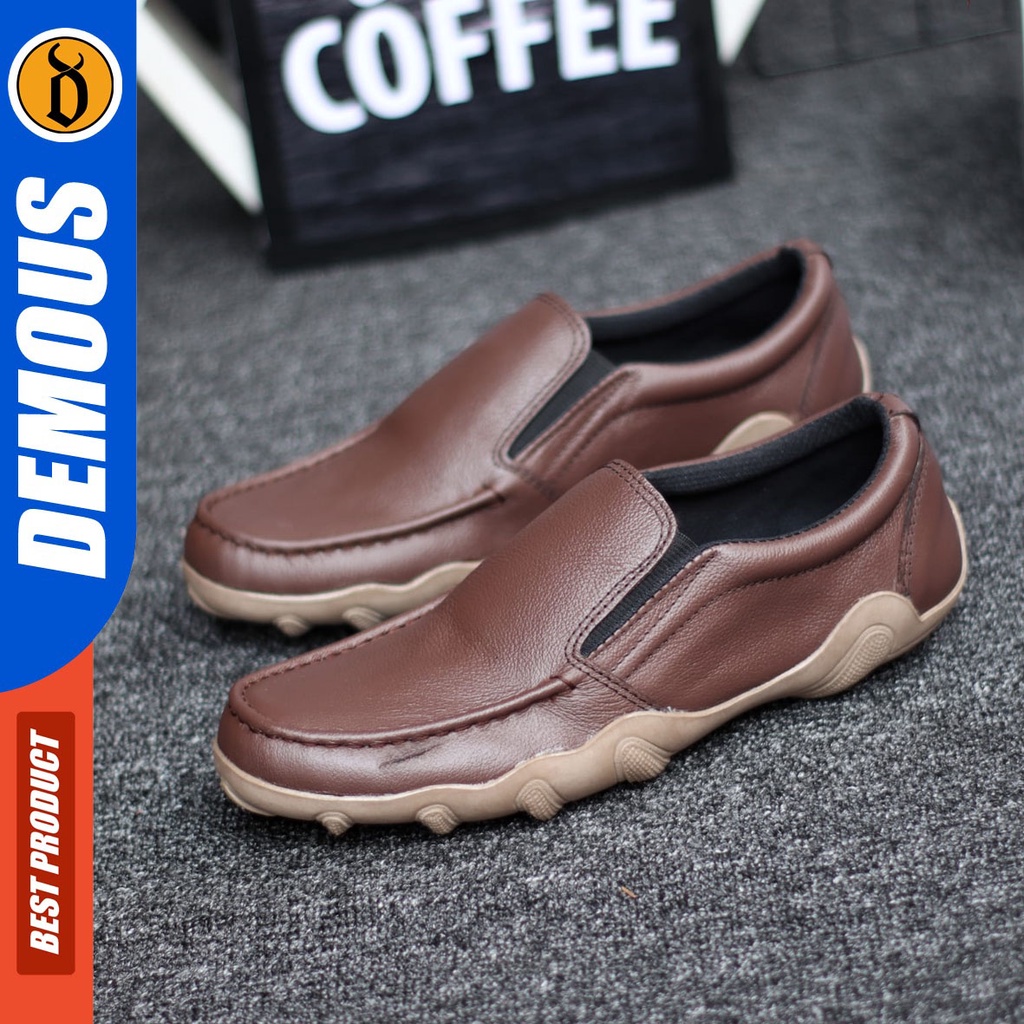 DEMOUS Wildex - Sepatu Slip On Pria Casual Kulit Asli