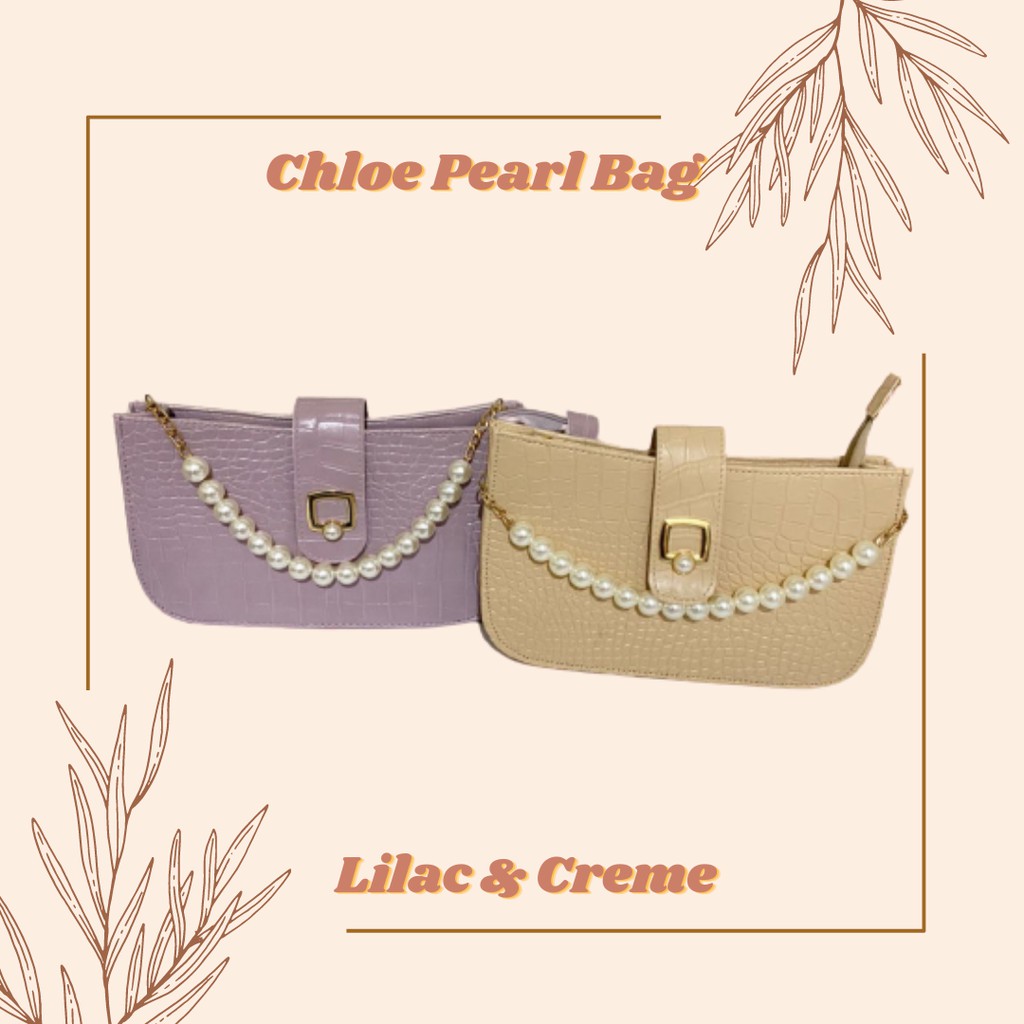 Chloe Pearl Bags | Tas Wanita Murah | Tas Selempang | Tas Mutiara - Lilac