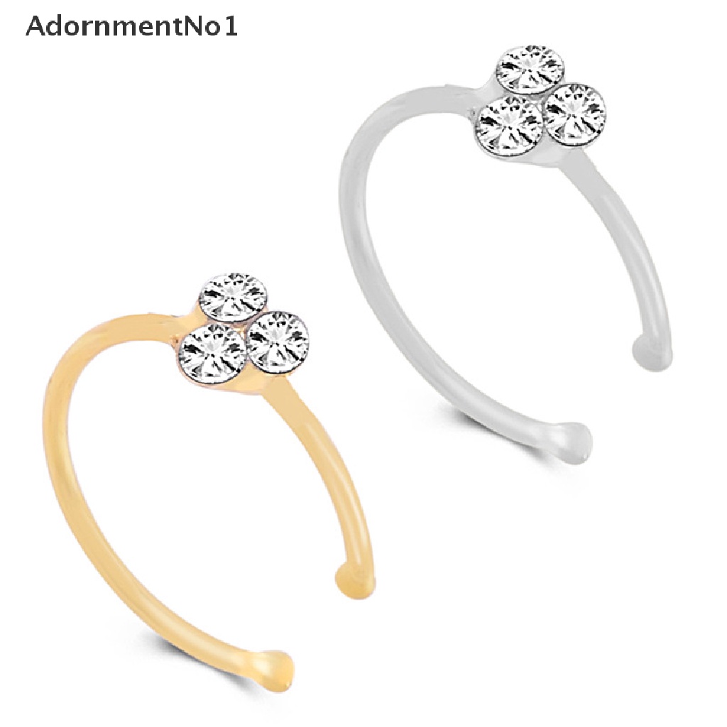 (AdornmentNo1) Cincin Tindik Hidung Bahan Surgical Steel Hias Kristal / Berlian Imitasi Untuk Wanita