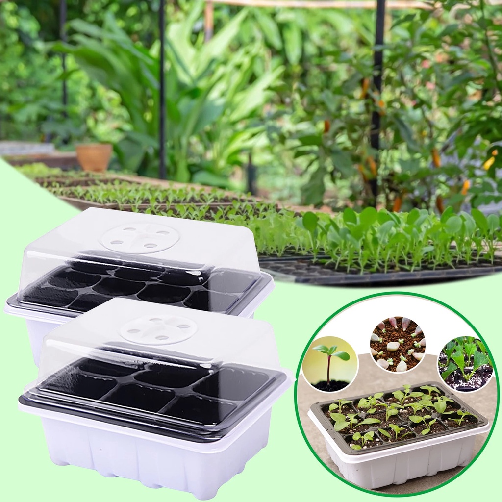 6/12 Holes Seedling Trays Seed Starter Starter Plant Flower Grow Seed Tray Box/Propagation For Gardening Grow Starting Germination Plastic Nursery Pots