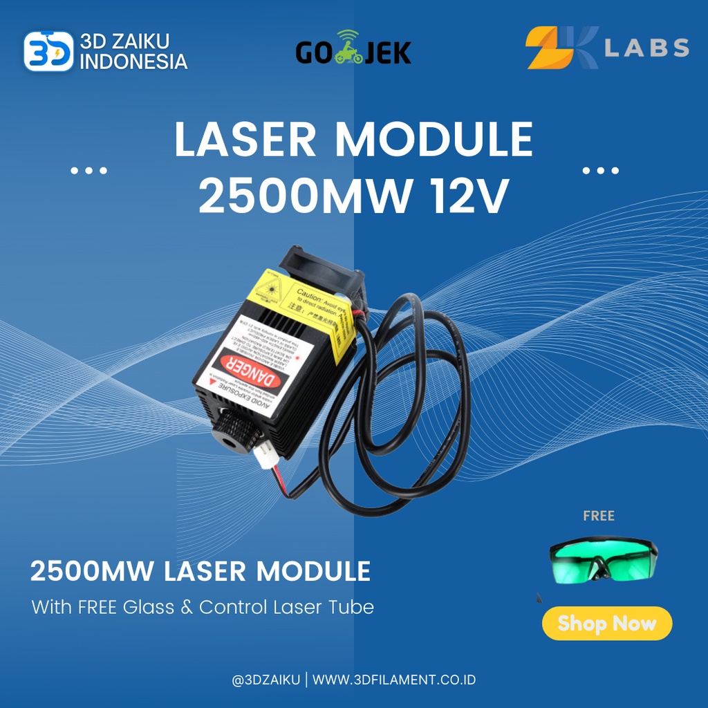 3D 450NM 2500MW 12V CNC Laser Module Engraving with Control Laser Tube