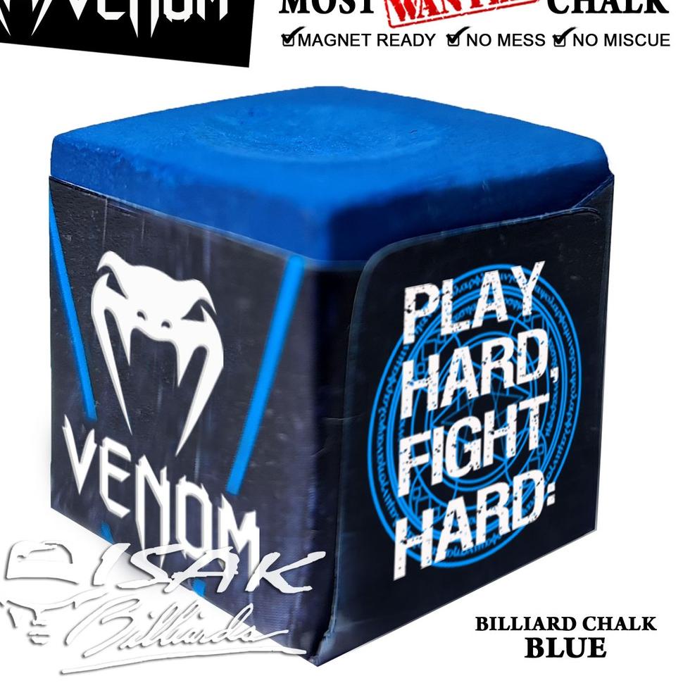 Produk Premium.. Venom Chalk Blue - Magnet Ready Box 2 pcs Billiard Chalks Kapur Cuk Biliar Biru Asl