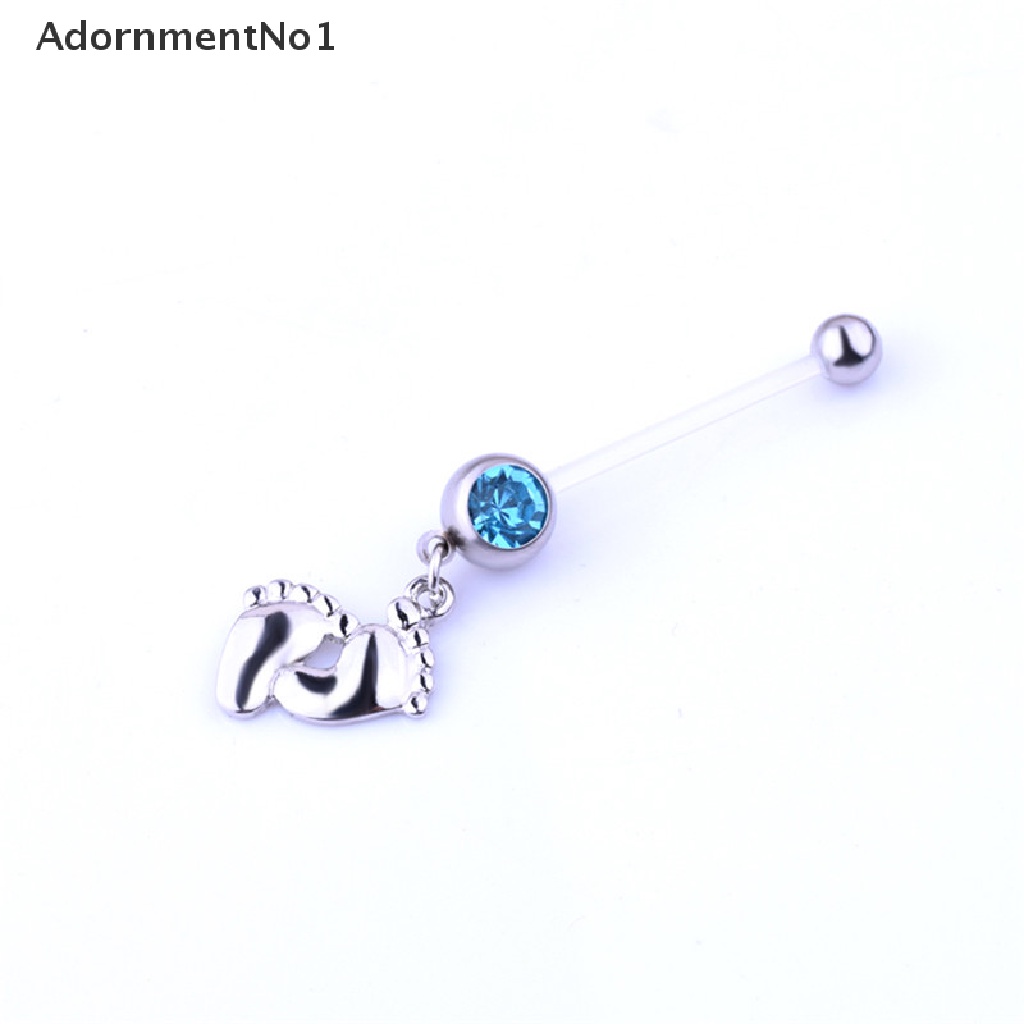 (AdornmentNo1) Anting Tindik Perut / Pusar Flexible Motif Telapak Kaki Bayi Untuk Wanita Hamil