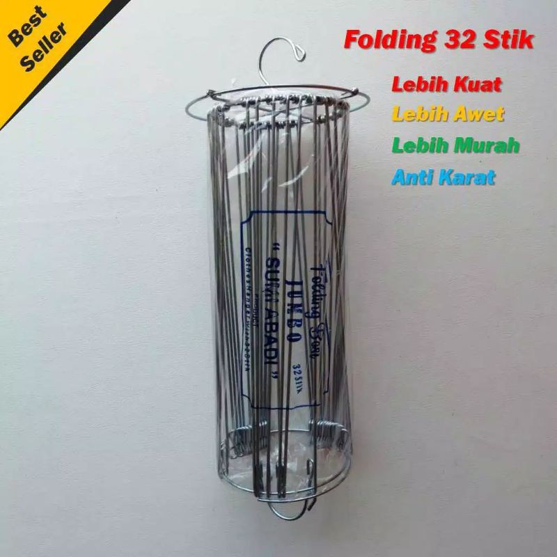 TERMURAH Folding Hanger 32 Stik Besi Kawat Besar Gantungan Baju Bayi Popok Anak Dewasa Bulat