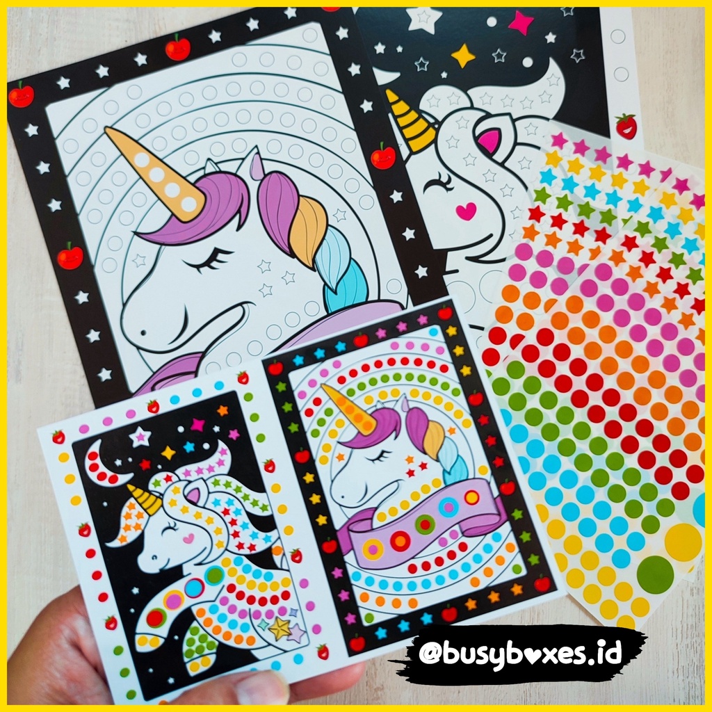 [busyboxes.id] Mainan Edukasi Aktivitas anak mainan montessori preschool Menempel Sticker seri unicorn