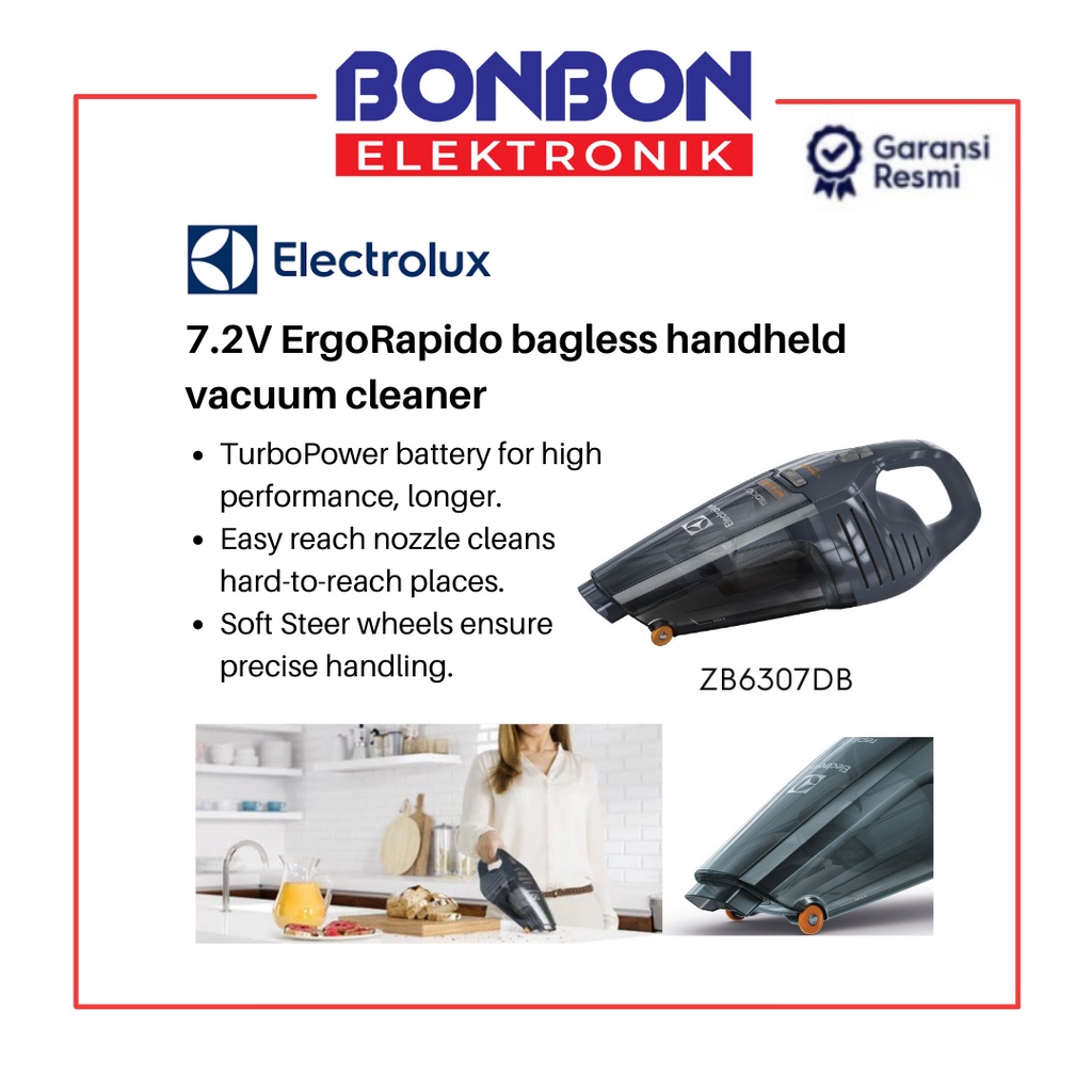 Electrolux Vacuum Cleaner Bagless Handheld ZB6307DB ErgoRapido