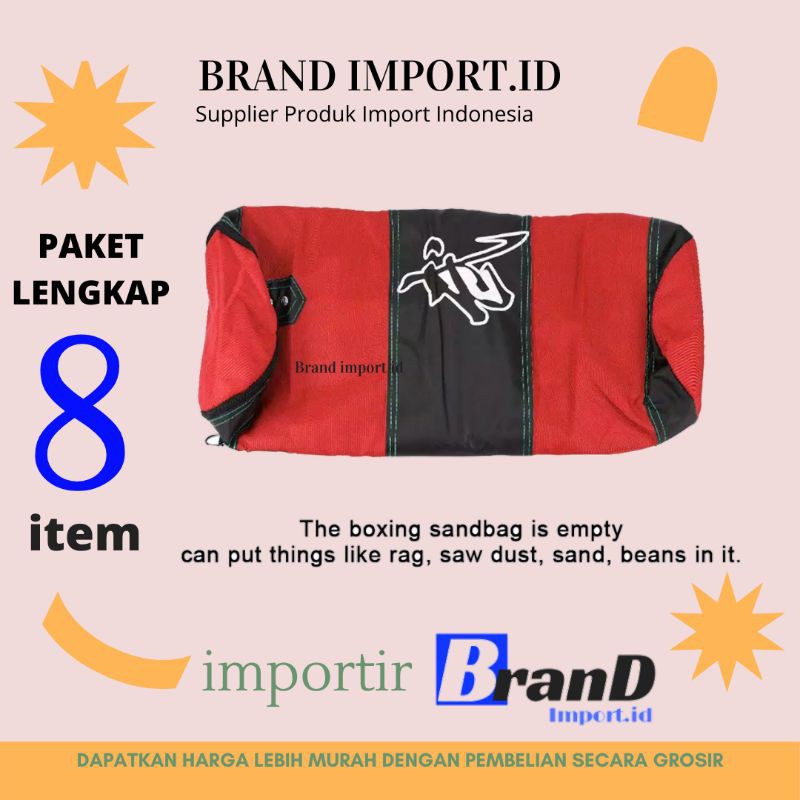 (MAINANKYU) Paket Lengkap Sarung Samsak Tinju MMA Muay Thai Boxing (80cm dan 100cm).