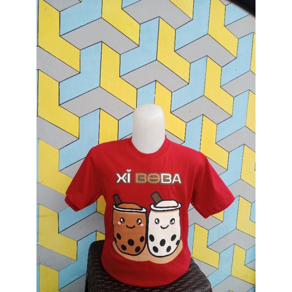 Kaos Anak Xi Boba Bahan Cotton combed 24s