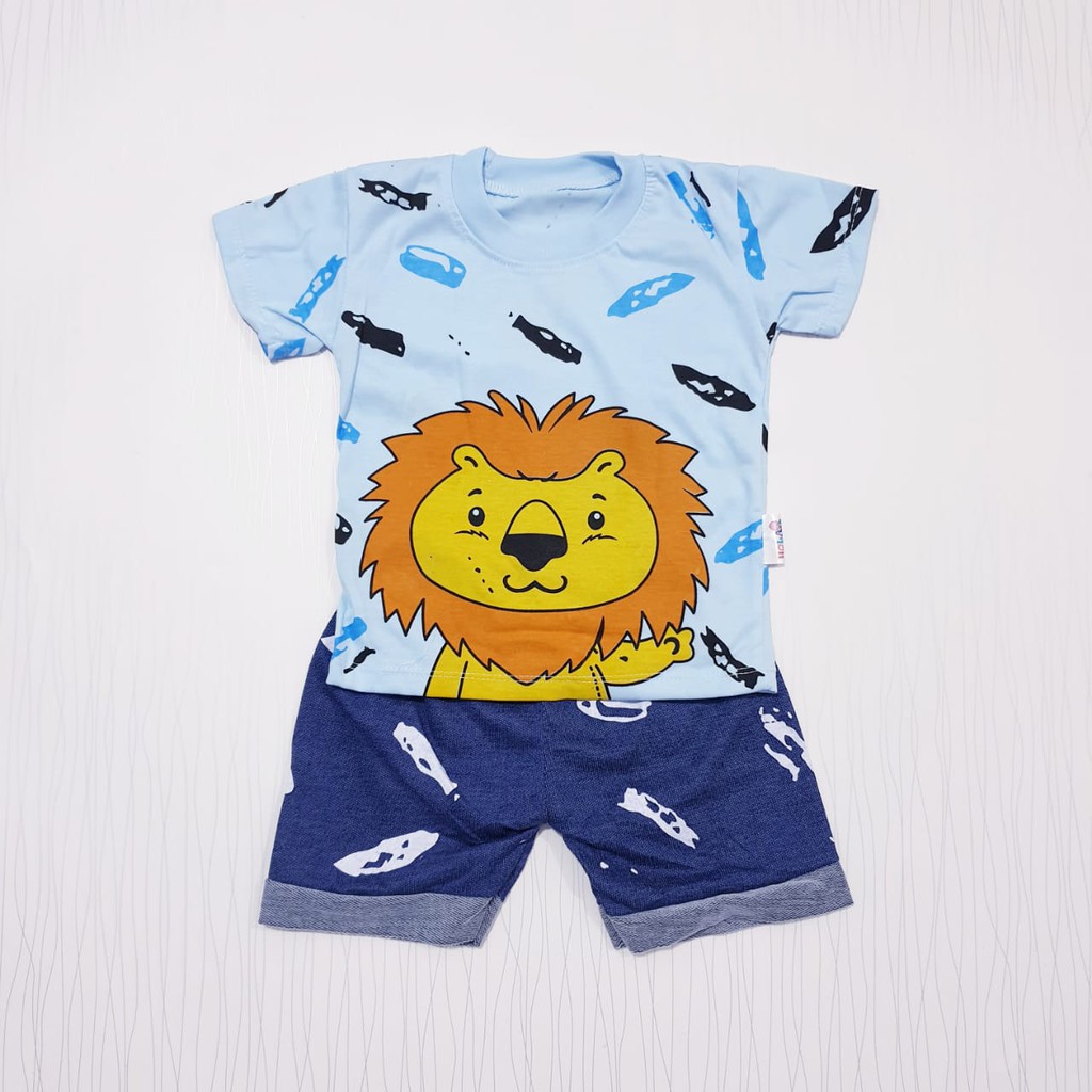 setelan anak laki-laki pakaian bayi lion karakter baby cowo baju casual