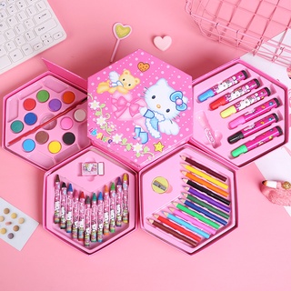 Crayon Set Isi 46 Pensil Warna Spidol Cat Air Kartun Anak Alat Lukis Mewarnai