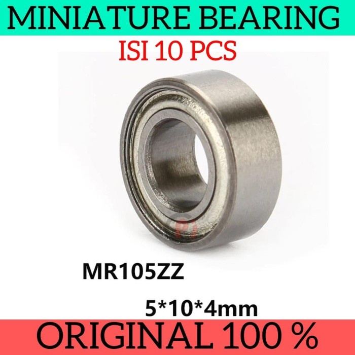 Isi 10Pcs MR105ZZ MR 105 ZZ Miniature Ball Bearing Cover Besi 5x10x4mm