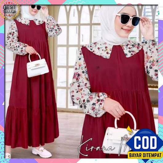 Set Gamis Brokat Remaja Terbaru 2022 Dress Pesta Modern Mewah + Outer  Kirana Midi / Dress Rayon /
