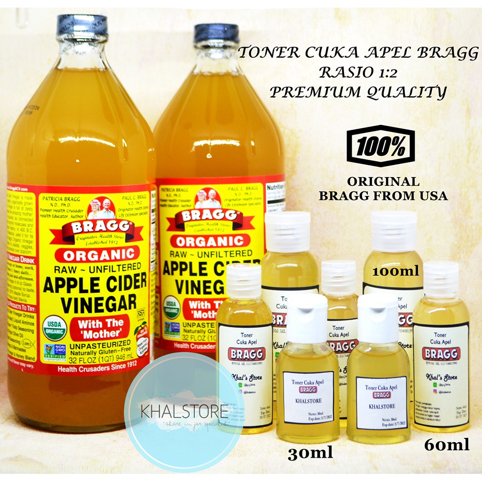 Toner Cuka Apel Bragg Apple Cider Vinegar Share Rasio 1 2 Shopee Indonesia