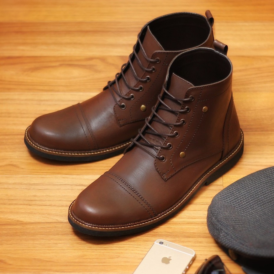 Overture Brown | Sepatu Kulit Asli Safety Boot Vintage Klasik Besi Original Footwear | FORIND x Reyl