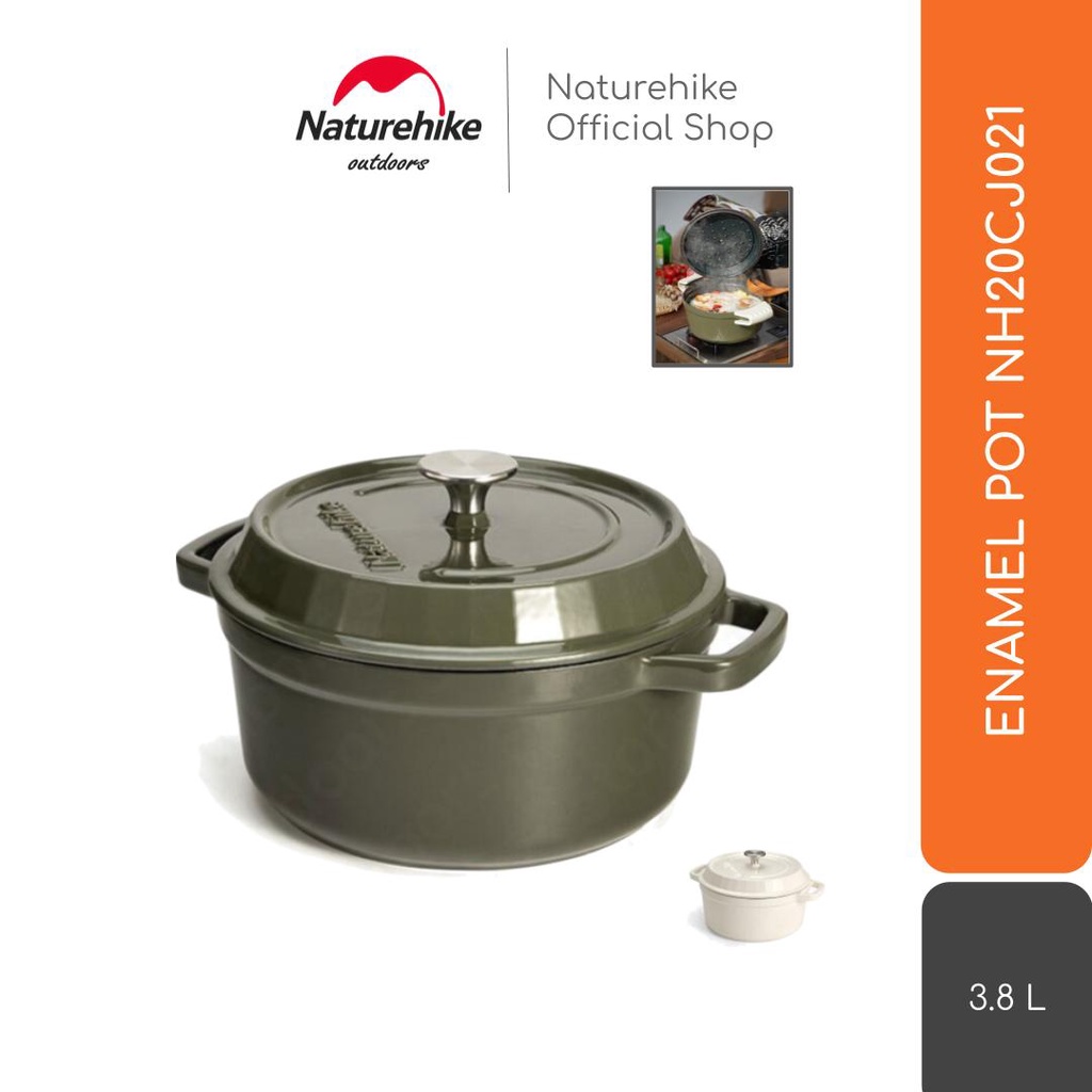 Naturehike Enamel Pot 3.8L Nh20Cj021 Panci Nesting Cooking Set Camping